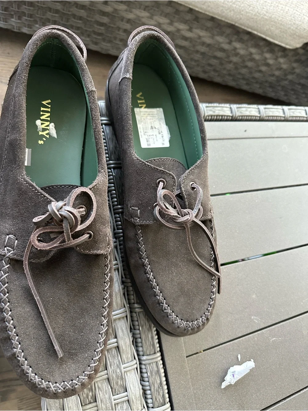 Vinny’s Men's Brown Suede Lace-Up Moc Toe Shoes